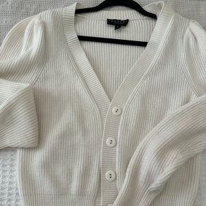 Laundry By Shelli Segal Cream Ribbed Cardigan